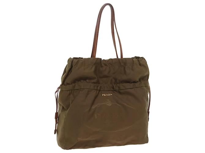 PRADA Shoulder Bag Nylon Leather Khaki Brown Auth bs9629  ref.1120909
