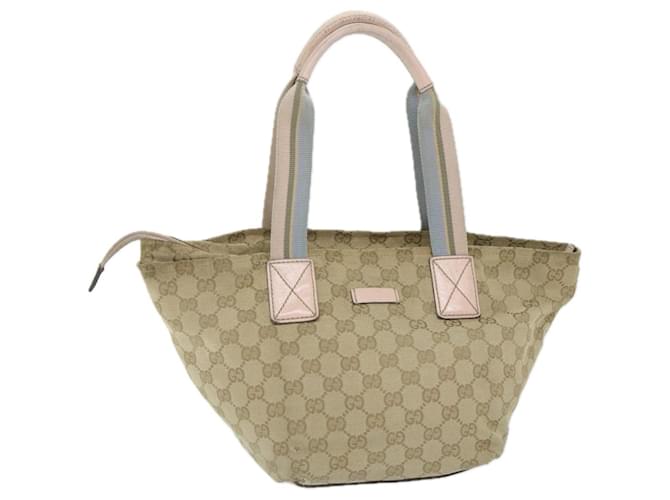 GUCCI GG Canvas Sherry Line Tote Bag Beige Pink blue 131228 Auth ti1284 Cloth  ref.1120916
