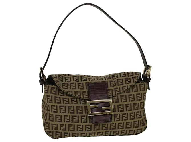 FENDI Bolso de hombro Mamma Baguette de lona Zucchino Castaño Auth 57292 Lienzo  ref.1120941