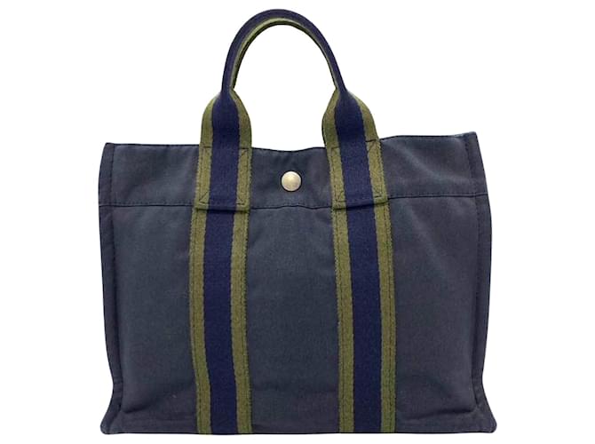 Hermès cabas Coton Bleu Marine  ref.1120962