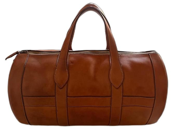 Hermès travel sac Hermes Paris travel handbag Brown Leather  ref.1121068