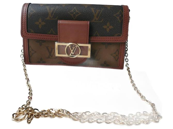 LOUIS VUITTON Dauphine Chain Wallet New Light brown Cloth  ref.1121117