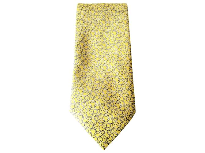 Hermès cravatta Giallo Seta  ref.1121122