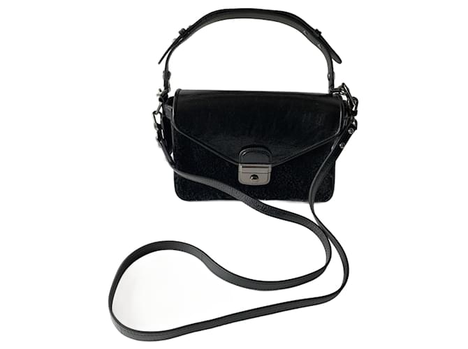 Longchamp Handbags Black Patent leather Fur  ref.1121197
