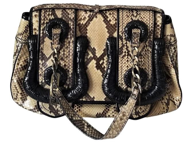 Bolsa Fendi Python "B Bag" Bege