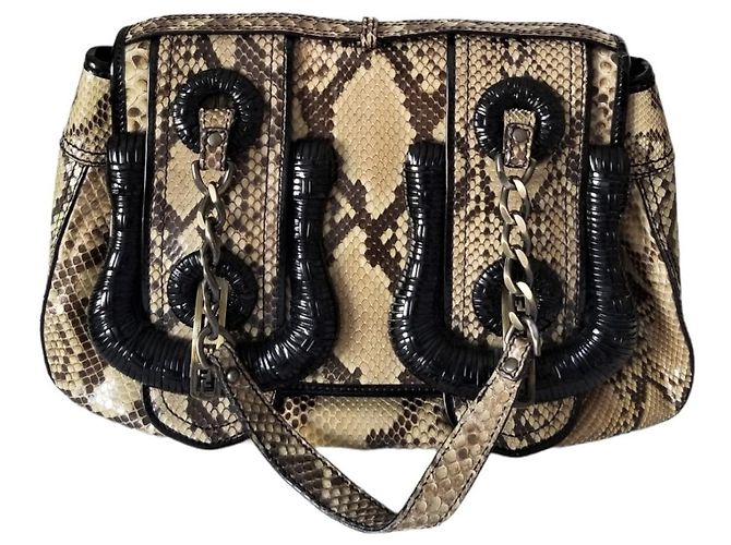 Fendi Python "B Bag" Bag Beige