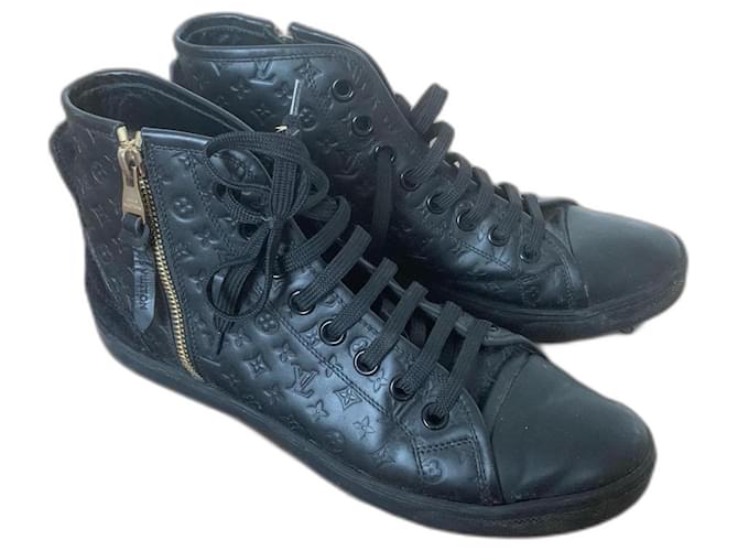 Louis Vuitton Punch Sneakers Schwarz Leder  ref.1121216