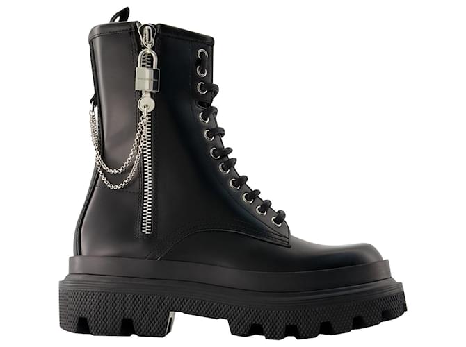 Dolce & Gabbana Black Sicily Boots - Dolce&Gabbana - Leather - Black  ref.1121254