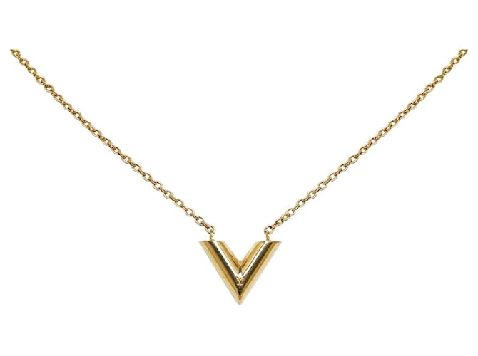 Louis Vuitton Essential V-Halskette M61083 Golden Metall  ref.1121383