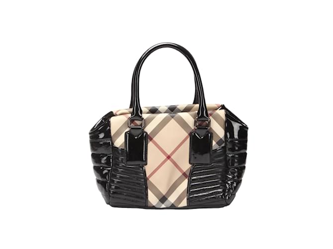 Burberry Nova Check Luxity Handbag Black Leather  ref.1121384