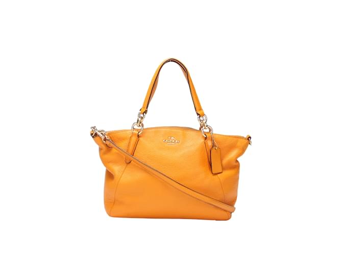 Bolso cruzado de cuero Coach Small Kelsey en muy buen estado Naranja  ref.1121387