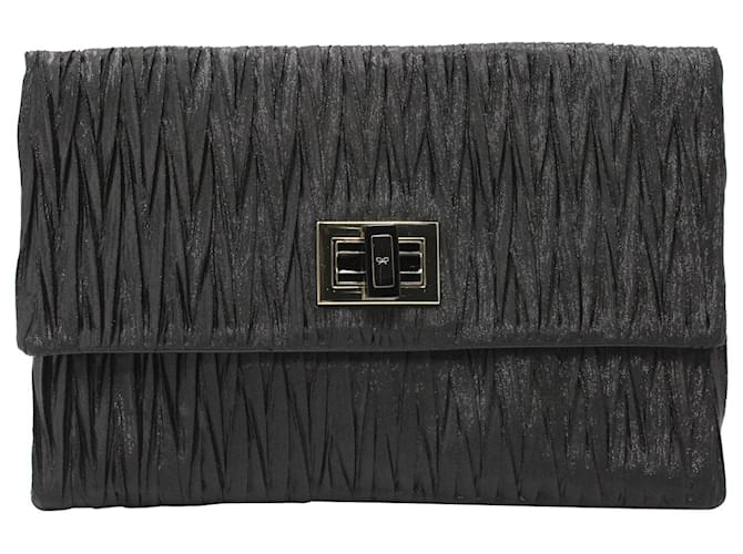 Bolso de mano metálico texturizado Anya Hindmarch en satén negro  ref.1121416