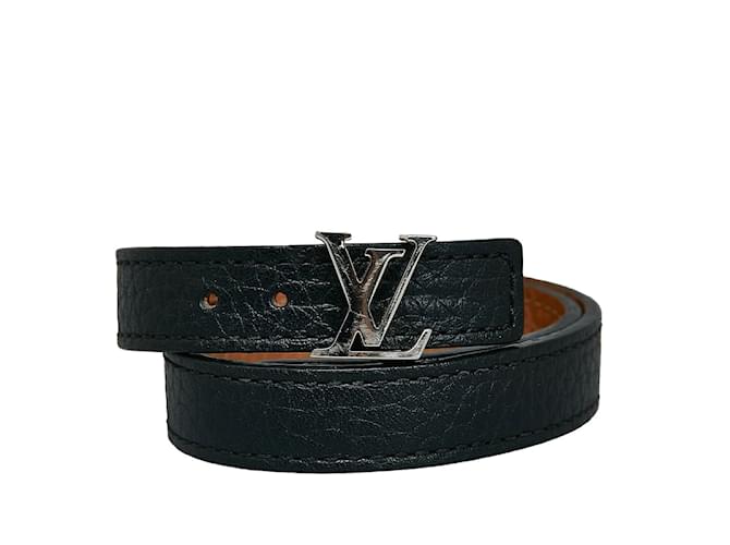 Louis Vuitton Bracelet réversible LV Initiales M6018E Cuir Veau façon poulain Noir  ref.1121424