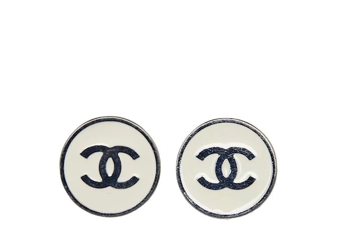 Chanel CC Ohrclips Silber Metall  ref.1121454