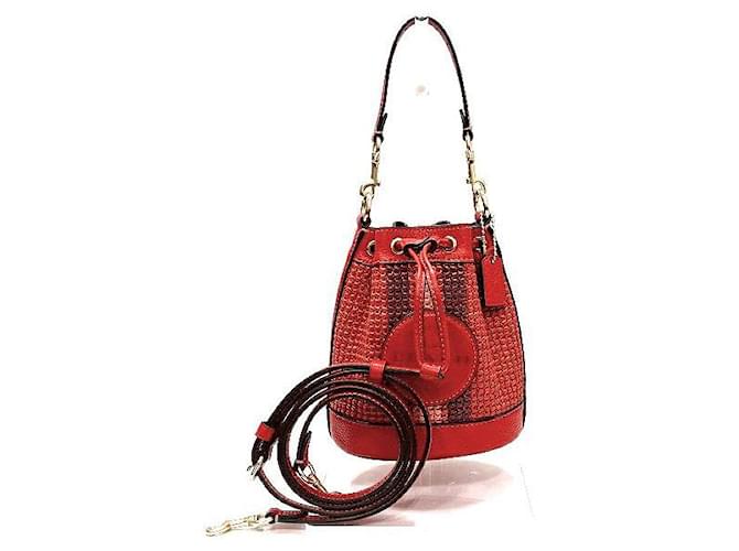 HOT Bucket Bag Coach Bags Red Color Coach Dempsey Bucket