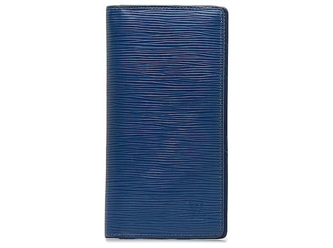 Carteira Louis Vuitton Azul Epi Couro Brazza  ref.1121597