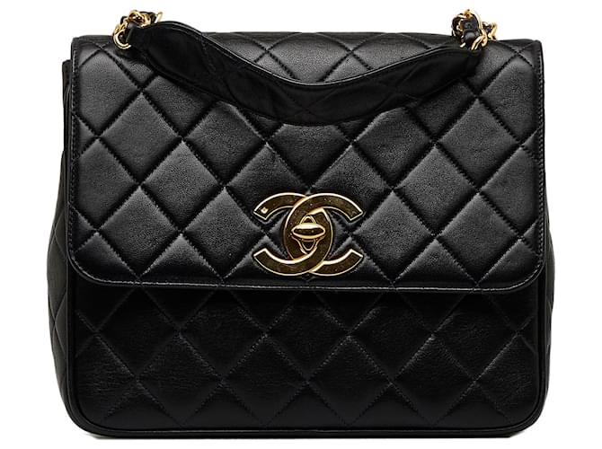 Chanel Black Quilted Lambskin XL Square Flap Leather  ref.1121602