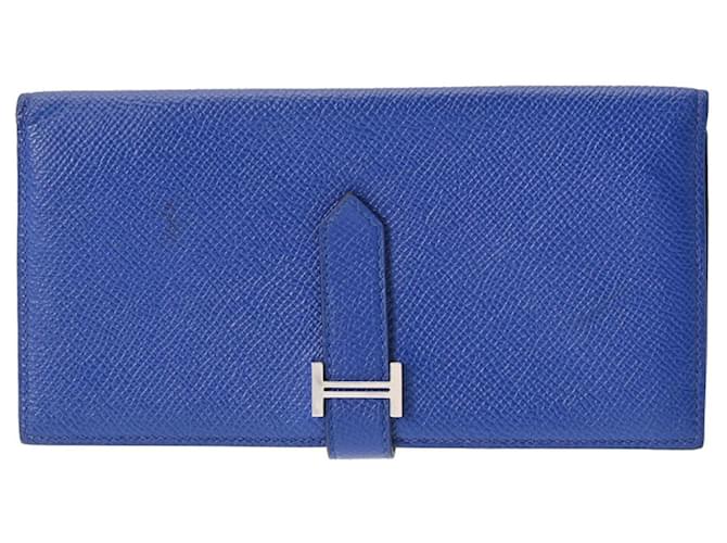 Hermès Béarn Blue Leather  ref.1121645
