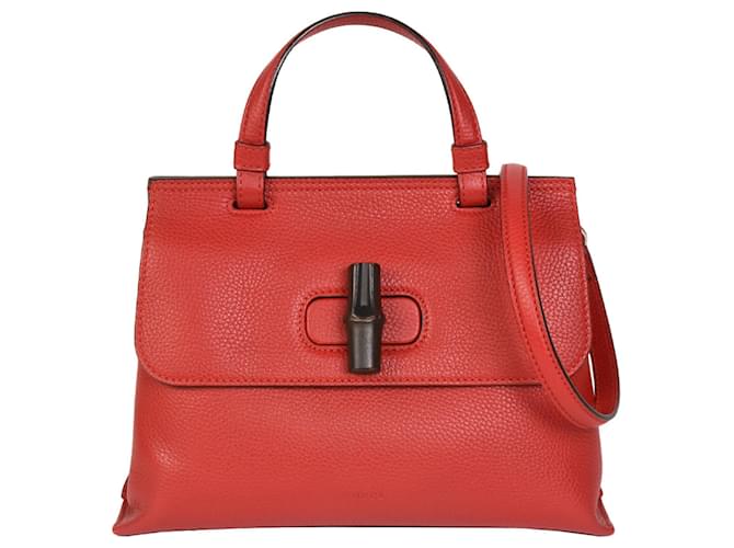 Gucci Bamboo Red Leather  ref.1121648