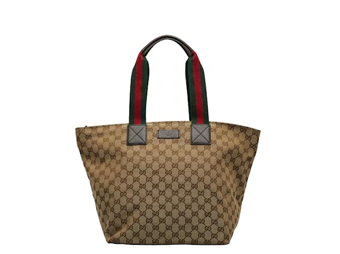 Gucci GG Canvas Tote Bag 131231 Braun Leinwand  ref.1121867