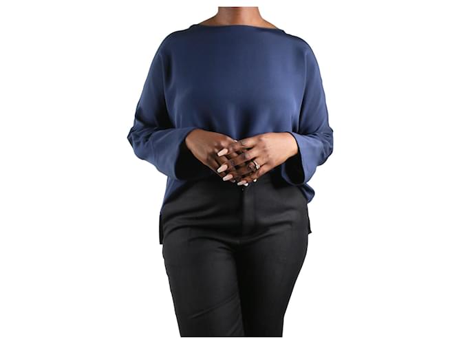 Akris Blue silk long-sleeved blouse - size UK 12  ref.1121890