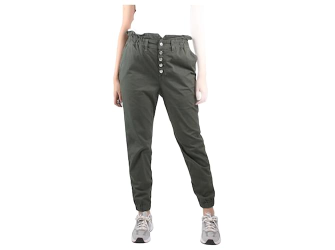 Autre Marque Green high-rise tapered trousers - size UK 12 Cotton  ref.1121894