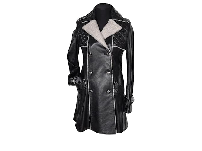 Chanel 12K$ Schwarzer Leder-Trenchcoat  ref.1122276