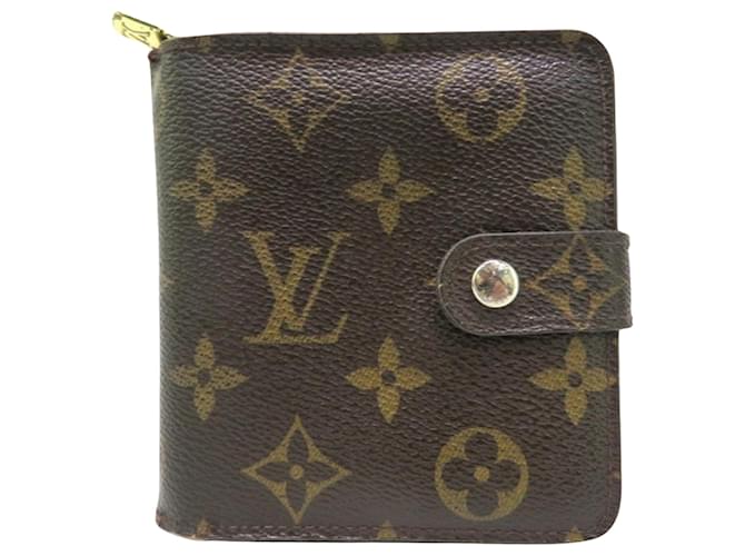 Louis Vuitton Compact zip Marrom Lona  ref.1122298