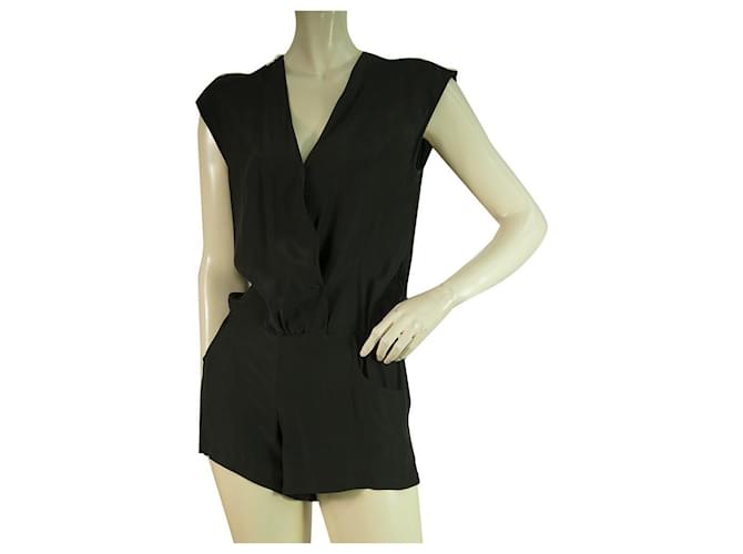 Autre Marque Haute Hippie Black 100% Silk Sleeveless Romper Playsuit Shorts size XS  ref.1122302