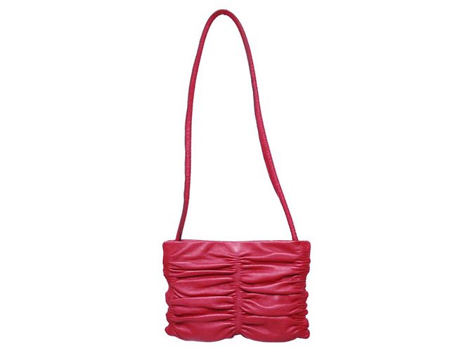 Gianfranco Ferré Gianfranco Ferre Bolsa pequena de ombro plissada drapeada em couro vermelho Bordeaux