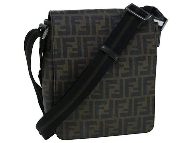 FENDI Zucca Canvas Shoulder Bag Black Brown Auth yk9104  ref.1122406
