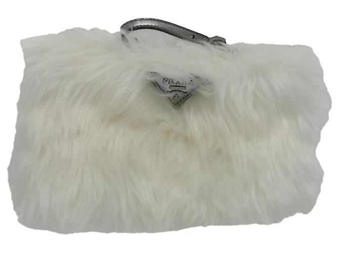 PRADA Clutch Bag Fur White Auth 58971  ref.1122523