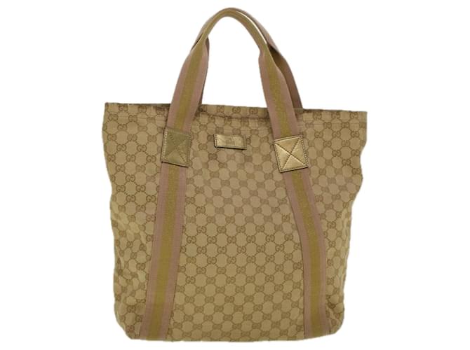 GUCCI GG Canvas Sherry Line Tote Bag Beige Gold pink 189669 auth 59074 Golden  ref.1122557