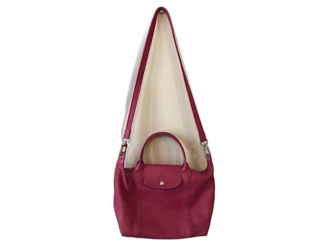 Longchamp-Tasche aus fuchsiarosa Leder der Pliage-Kollektion Silber Pink Fuschia  ref.1122886