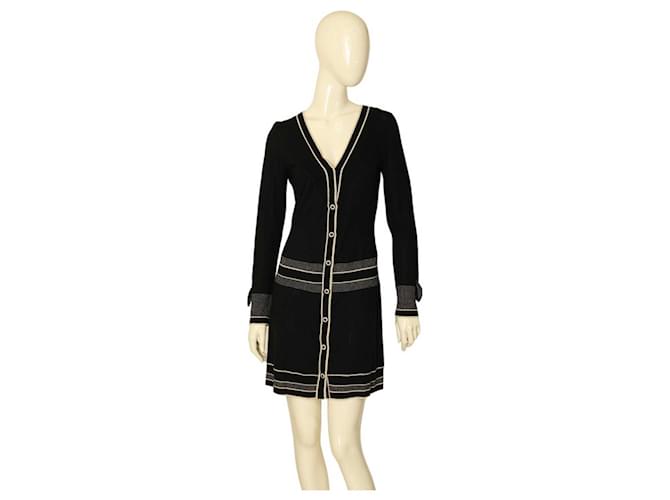 Temperley London Black Silk Cashmere Knit Beige Long Sleeves Mini Dress size M  ref.1122969