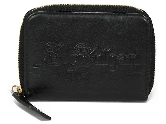 Bulgari Zip wallet Black Leather  ref.1122986