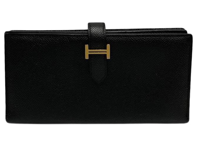 Béarn Hermès Bearn Preto Couro  ref.1122993