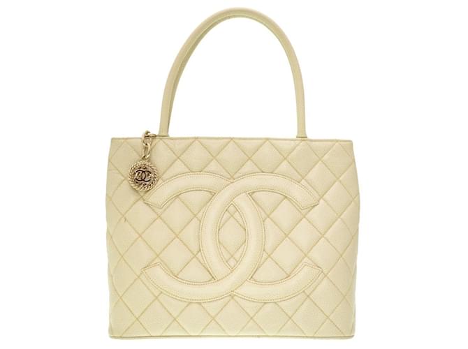 Chanel Médaillon Cream Leather  ref.1123026