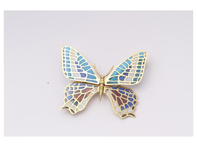 Autre Marque Butterfly in Gold and Enamel. Dual function. Golden Yellow gold  ref.1123045