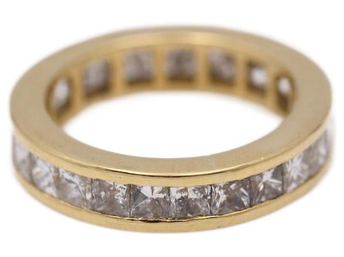 Autre Marque Gold-Ehering mit Diamanten im Prinzessschliff Golden