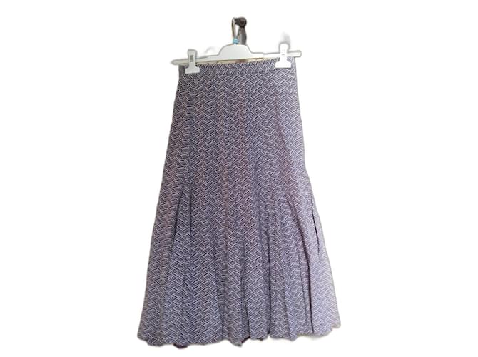 Chloé Skirts Cream Dark blue Silk  ref.1123148