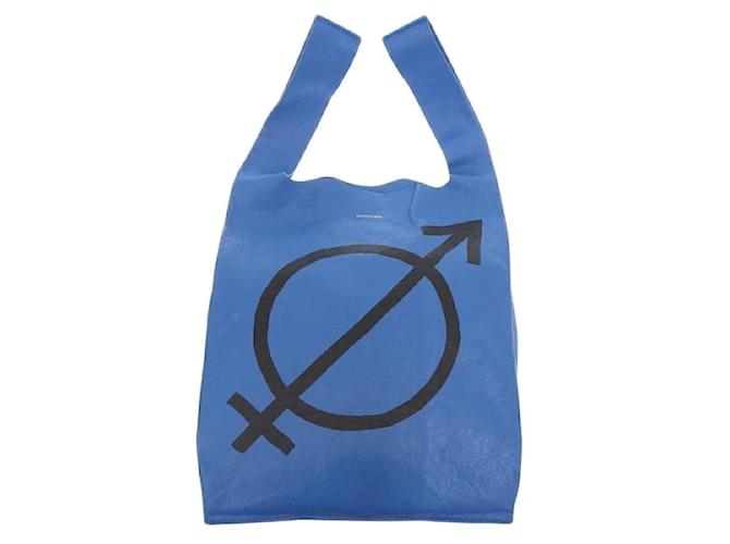 Balenciaga Supermarket Shopper Handbag 506781 Blue Leather  ref.1123218
