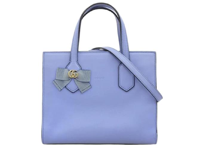 Gucci Einkaufstasche mit GG-Band 443089 Blau Leder  ref.1123222