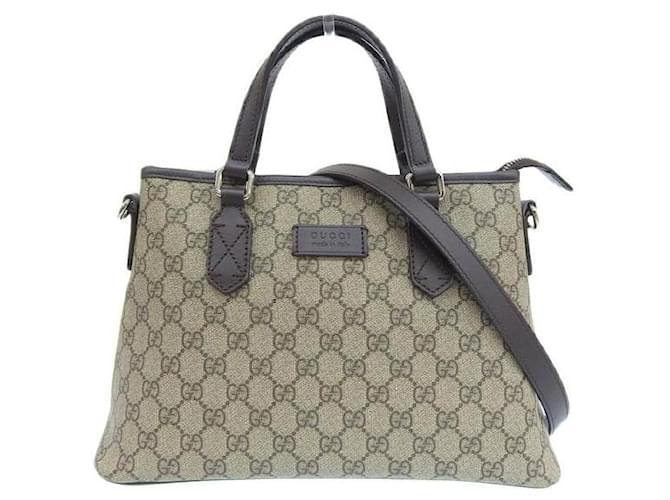 Gucci Einkaufstasche aus GG-Canvas mit Reißverschluss oben 429019 Braun Leinwand  ref.1123225