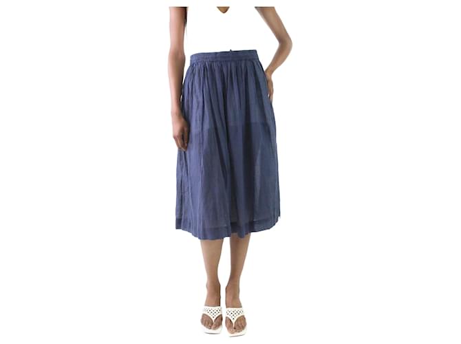 Autre Marque Blue sheer striped midi skirt - Size XS Cotton  ref.1123251