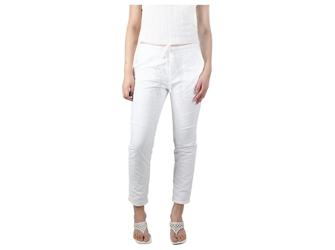 Autre Marque Calças brancas com cintura elástica - tamanho UK 12 Branco Algodão  ref.1123378