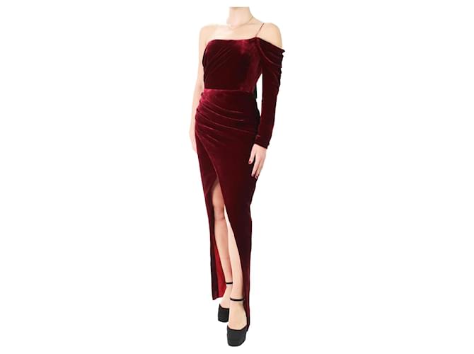 Autre Marque Burgundy cold-shoulder draped corset gown - size UK 8 Dark red Silk Viscose  ref.1123381