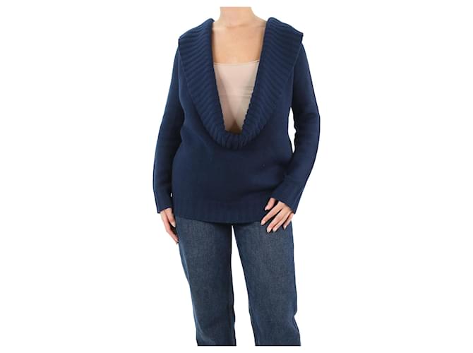 Céline Blue wide-neck cashmere jumper - size S  ref.1123416