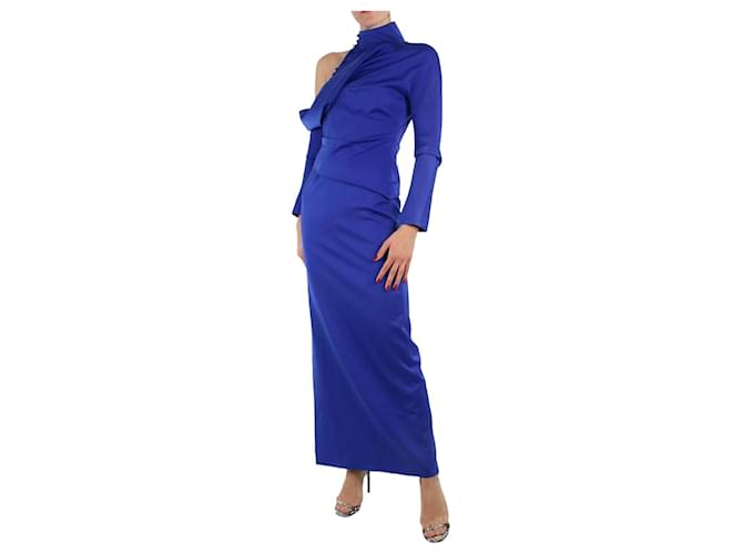 Autre Marque Blue shoulder cutout silk maxi dress - size UK 6  ref.1123458