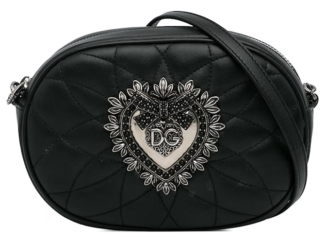 Dolce & Gabbana Dolce&Gabbana Mini sac à bandoulière Devotion noir Cuir Veau façon poulain  ref.1123472